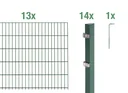 Double rod mesh fence complete set, green, height 120 cm, length 26 m