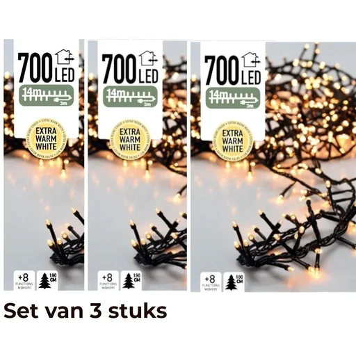 "3x Christmas tree lights 14 meters warm white - 700LED for indoor and outdoor use image"