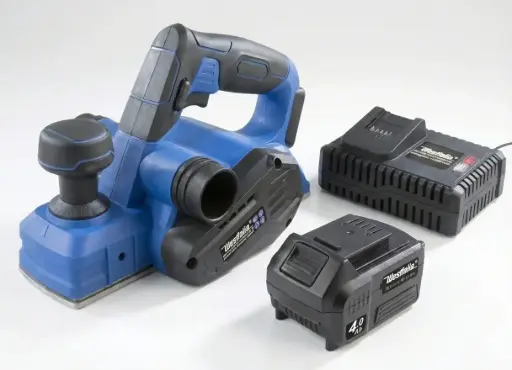 "Cordless planer 18 Volt Li-Ion AH18 including 4.0 Ah battery and charger image"