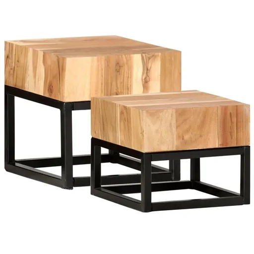 "Side tables 2-piece made of solid acacia wood image"