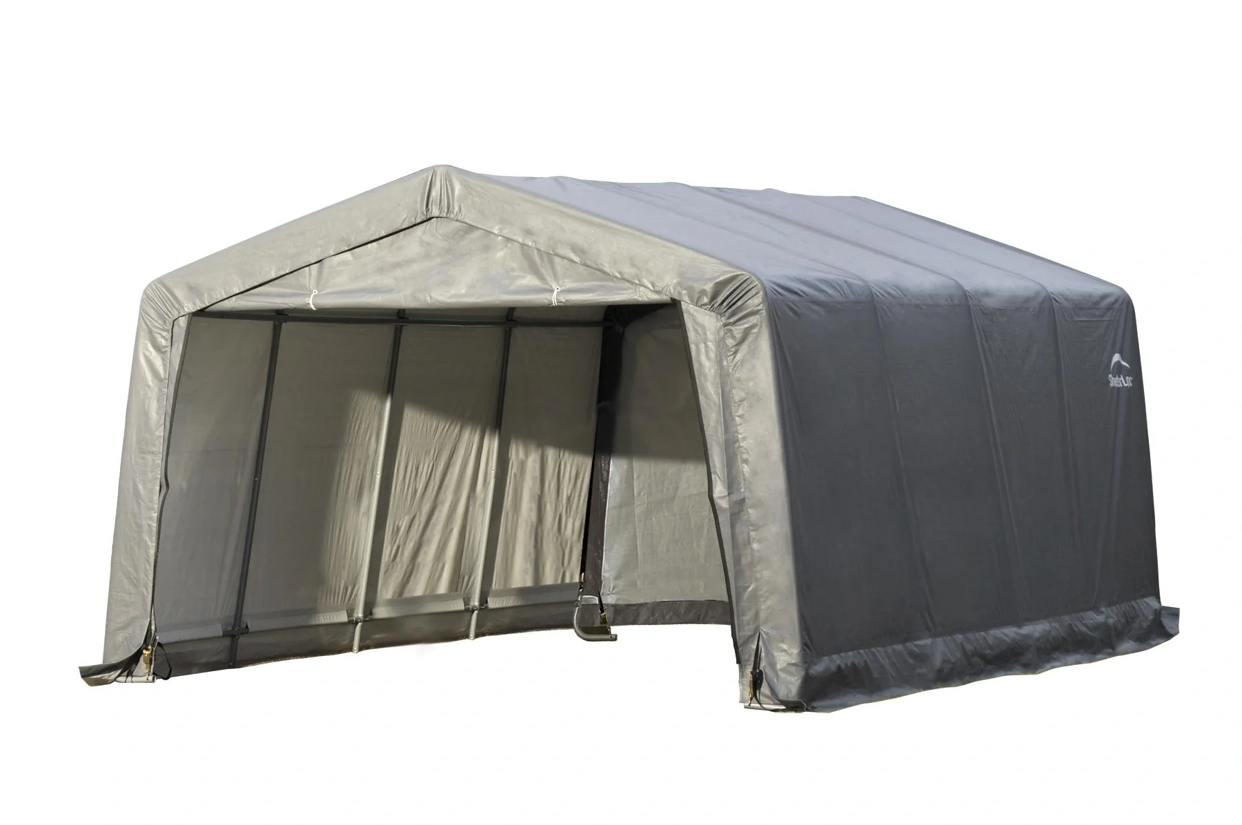 "Foil Garage 18 m², gray, 370×490 cm – Garage-in-a-Box, DuPont Steel Frame, Weatherproof image"