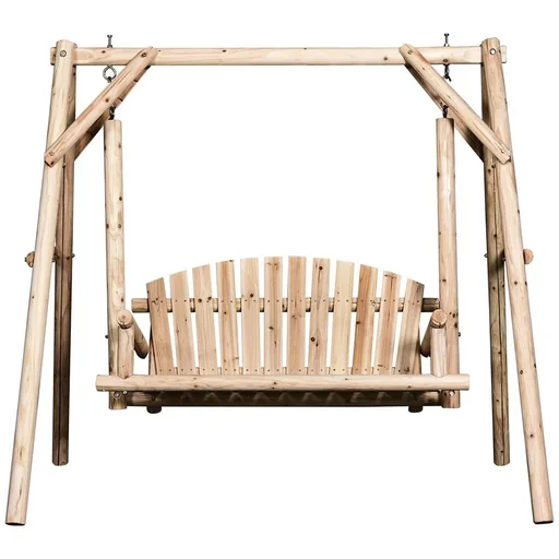 "Hollywood swing 2-seater garden swing swing bench hanging bench solid wood natural 187 x 137 x 170 cm image"