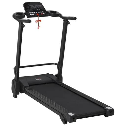 "Electric Treadmill with LCD Display USB and MP3 Player Foldable Fitness Equipment 1-14 Km/h Steel Black 164 x 70 x 125 image"