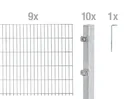Double rod mesh fence complete set, hot-dip galvanized, height 160 cm, length 18 m