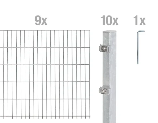 "Double rod mesh fence complete set, hot-dip galvanized, height 160 cm, length 18 m image"