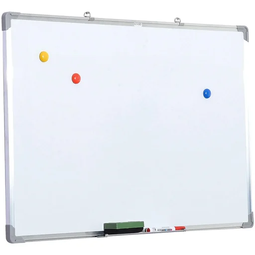 "Whiteboard magnetic board with aluminum frame with accessories 90x60cm image"