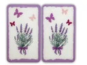 3-in-1 stove cover plates, cutting boards, worktops, glass, lavender bouquet design, each 52 x 30 cm, set of 2