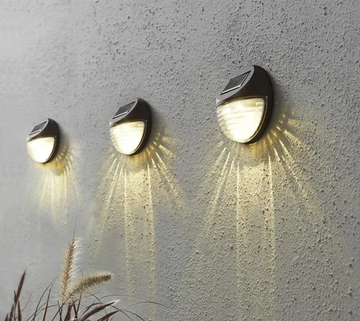 "LED solar wall lights "Fency" in a set of 3 image"