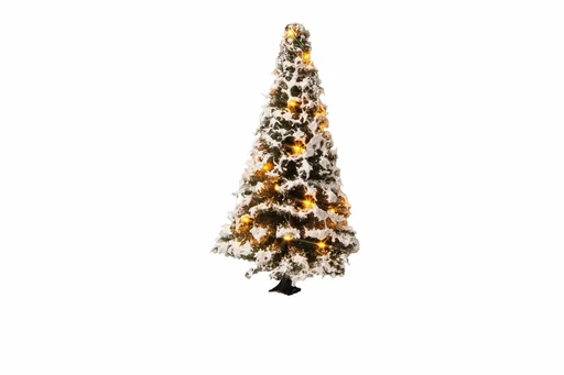 "Illuminated Christmas tree, snowy, with 20 LEDs, 8 cm high image"