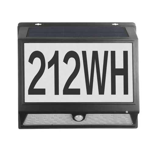 "LED solar house number and wall light with motion detector image"