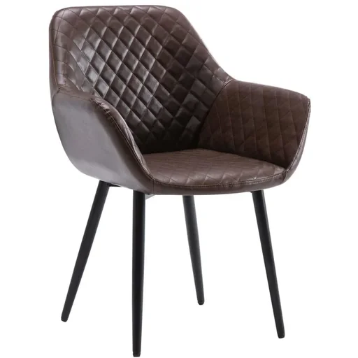 "Dining chair faux leather dark brown image"