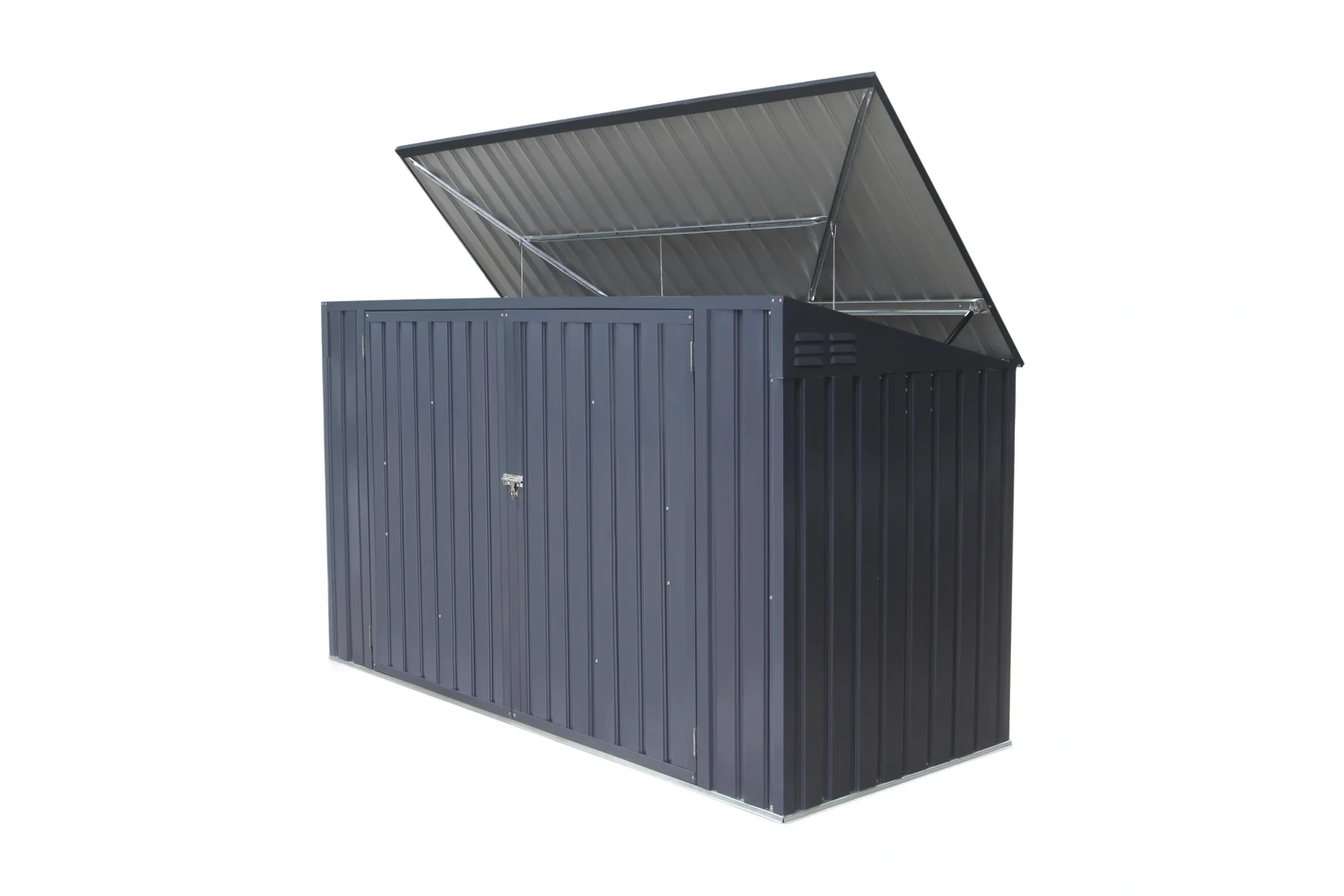 "Wheelie Bin Storage 73, 235.5×100×131 cm, Dark Grey – Steel for 3x 240 L with Pent Roof image"