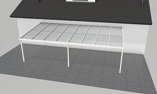 "Patio roof Premium, white, 8125 x 4060 mm - Polycarbonate multi-wall sheets 16 mm, clear image"