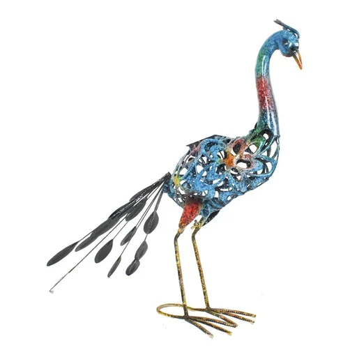 "Metal decorative peacock Clyde with LED - solar powered image"