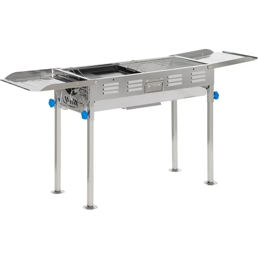 "Charcoal grill - height adjustable - steel - 120 x 31 x 60-70 cm image"