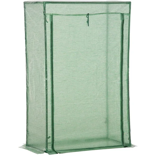 "Greenhouse greenhouse tomato house cold frame with roll-up door steel PE green 100x50x149 cm image"