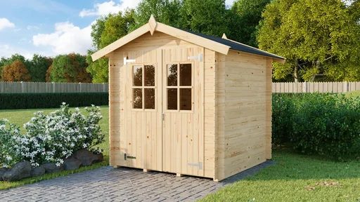 "Garden house Martin 180 x 200 x 209 cm, wall thickness 19 mm, double door natural image"