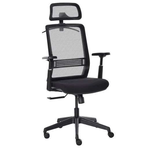 "Office chair desk chair work chair with headrest coat hanger height adjustable swivel chair nylon mesh black 66 x image"