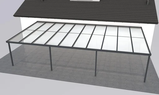 "Patio roof Premium, anthracite, 10140 x 5060 mm - Polycarbonate multi-wall sheets 16 mm, white striped image"