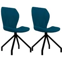 Dining room chairs 2-seater faux leather blue