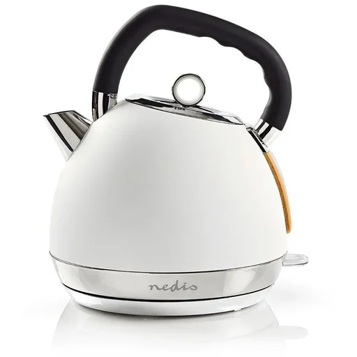 "Nedis Kettle - 2200W - 1.8L - Soft-Touch - White - 360-degree rotation - Boil-dry protection image"