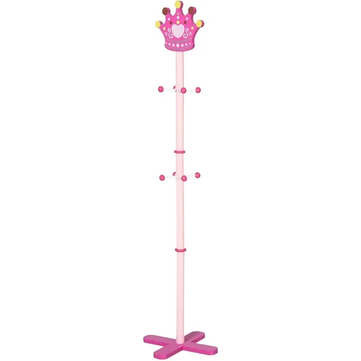 "Children's wooden coat rack with princess motif, coat rack with 8 hooks, children's room standing coat rack image"