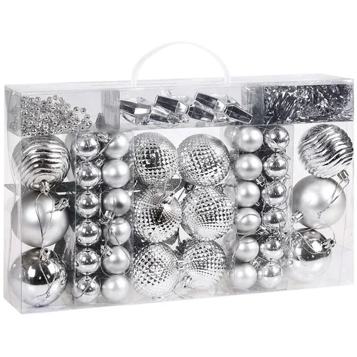 "Christmas tree decorations - Christmas tree decorations - silver - 66 pieces image"