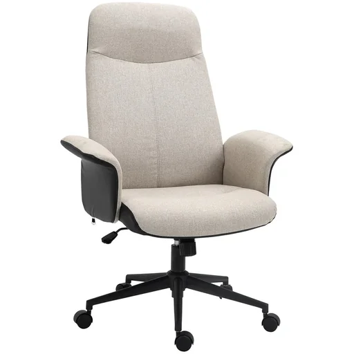 "Office chair ergonomic swivel chair with rocker function armrest height adjustable imitation leather beige 72 x 63 x 111-119 cm image"