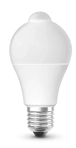 "LED MOTION SENSOR lamp with 10 watts, E27, warm white, matt image"