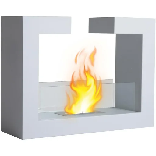 "Freestanding bioethanol floor fireplace design white image"