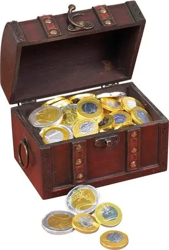 "Treasure chest with chocolate coins, contents 150 g image"