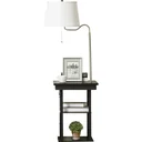 2-in-1 floor lamp with shelf black, white