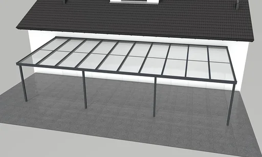 "Patio roof Premium, anthracite, 10140 x 4060 mm - Polycarbonate multi-wall sheets 16 mm, clear image"