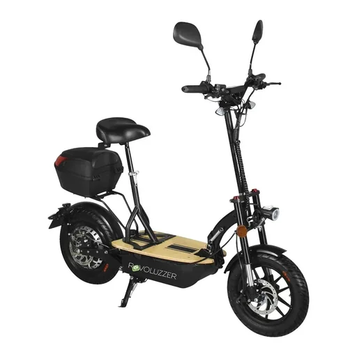 "E-Scooter "Revoluzzer" Safety Plus 45 km/h including indicators, luggage case and lithium battery, black image"