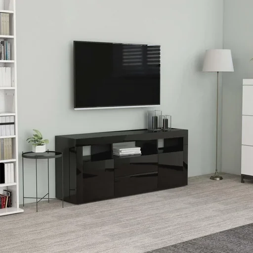 "TV cabinet 120x30x50 cm chipboard high gloss black image"