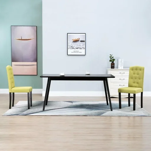 "Dining room chairs 2 pieces fabric green image"