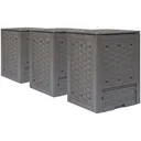 Compost bins 3 pieces 900 L 60x60x83 cm brown