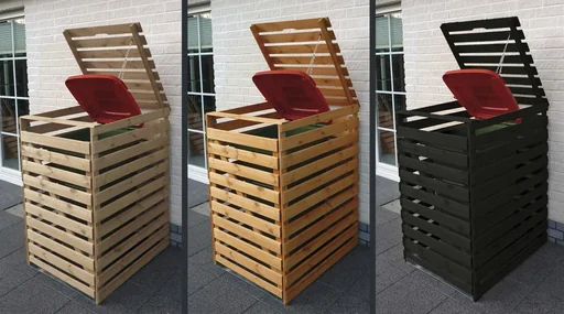 "Garbage can box "Vario V" for 1 ton, honey brown image"