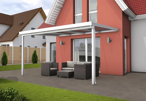 "Patio roof Premium, white, 4102 x 3060 mm - Polycarbonate multi-wall sheets 16 mm, clear image"