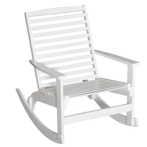 "Garden rocking chair, relax chair, garden chair, rocking chair, bamboo plywood, white, 70 x 100 x 95.5 cm image"