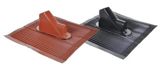 "Aluminum roof tile for antenna mast with cable routing, red image"