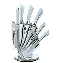 "8-piece knife set with stand - white image"