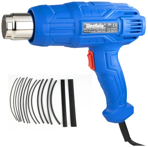 "Hot air gun 2000 watts including shrink tubing set, 15 pieces image"