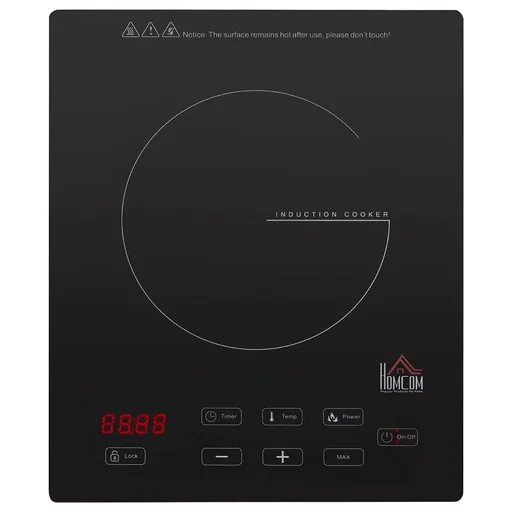 "Single hotplate electric hob with 8 power and temperature levels 4 hour timer child lock sensor touch LED image"