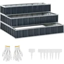 Raised bed made of steel 3-tiered garden bed with T-shaped plant labels Gloves Plant bed Herb bed Flower stairs for