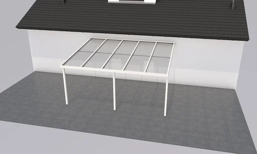 "Patio roof Premium, white, 5100 x 4060 mm - Polycarbonate multi-wall sheets 16 mm, opal image"