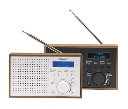 "Retro radio with alarm function in wood look, dark grey DAB-46 image"