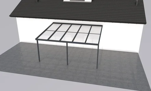 "Patio roof Premium, anthracite, 5100 x 4060 mm - Acrylic multi-wall sheets 16 mm, clear image"