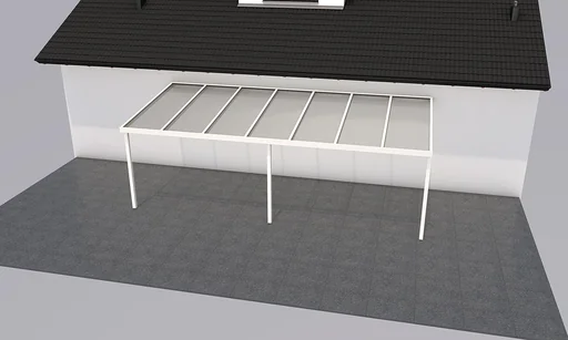 "Patio roof Premium, white, 7120 x 3060 mm - Polycarbonate multi-wall sheets 16 mm, white striped image"