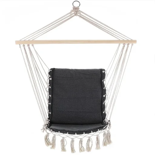 "Hanging chair grey 55x100cm with fringes image"